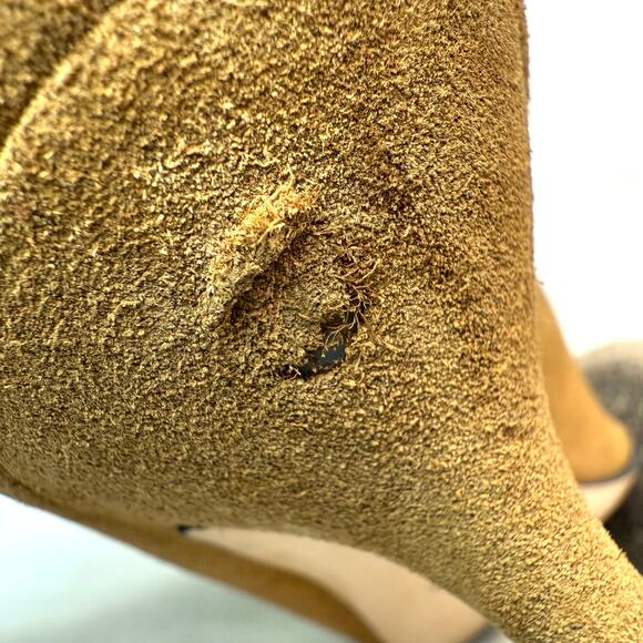 Neil J. Rodgers Camel Suede Leather Pointed Toe Knee High Pull On Heeled Boots - Picture 8 of 10